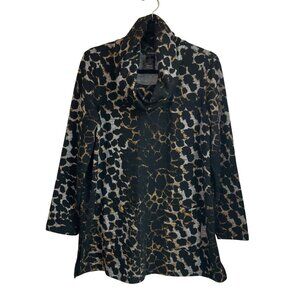 Ali Miles Med Animal Print Cowl Neck Tunic Top Long Sleeves Lagenlook